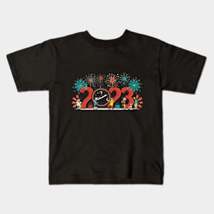 New Year's Countdown Bash, New Year, celebration, countdown, fireworks, party, joy, holiday, festive, clock, cheer Kids T-Shirt